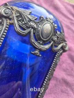 Antique Jennings Brothers Cobalt Blue Glass Vase JB 2461 8-Inch Variation
