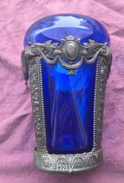 Antique Jennings Brothers Cobalt Blue Glass Vase JB 2461 8-Inch Variation