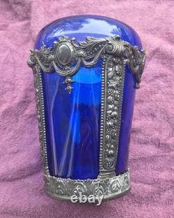 Antique Jennings Brothers Cobalt Blue Glass Vase JB 2461 8-Inch Variation