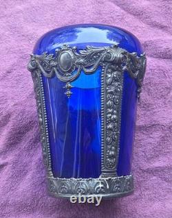 Antique Jennings Brothers Cobalt Blue Glass Vase JB 2461 8-Inch Variation
