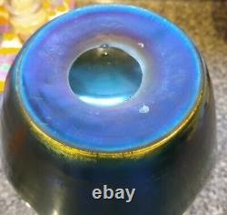 Antique Kralik Teal eggshell silberiris Dimpled Vase 9 Rare color XL