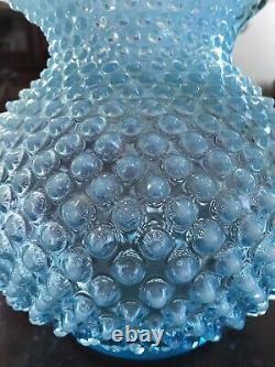 Antique Large Blue Hobnail Pitcher or Vase 8