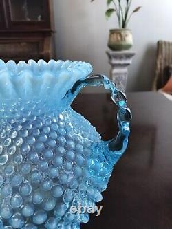 Antique Large Blue Hobnail Pitcher or Vase 8