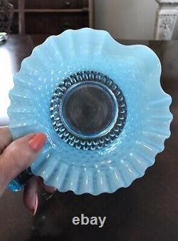 Antique Large Blue Hobnail Pitcher or Vase 8