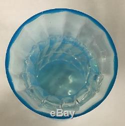 Antique Late 19th Century Hand Blown Electric Blue Vaseline Glass Vase