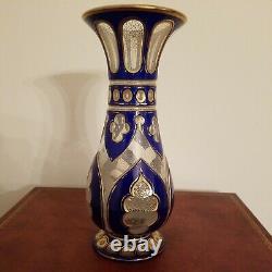 Antique Moser Overlay Bohemian Glass Triple