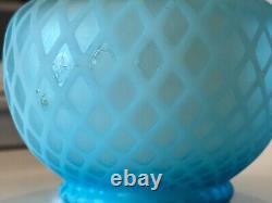 Antique Mount Washington Blue Pairpoint Quilted Diamond Cased Satin Glass Vase