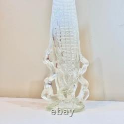 Antique Northwood Opalescent Glass Corn Cob Vase Clear White Blue Pressed Glass