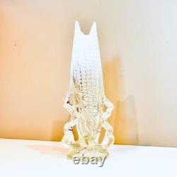Antique Northwood Opalescent Glass Corn Cob Vase Clear White Blue Pressed Glass