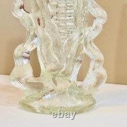Antique Northwood Opalescent Glass Corn Cob Vase Clear White Blue Pressed Glass