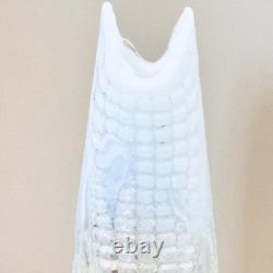 Antique Northwood Opalescent Glass Corn Cob Vase Clear White Blue Pressed Glass