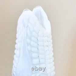 Antique Northwood Opalescent Glass Corn Cob Vase Clear White Blue Pressed Glass