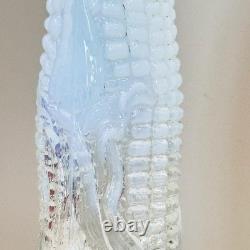 Antique Northwood Opalescent Glass Corn Cob Vase Clear White Blue Pressed Glass