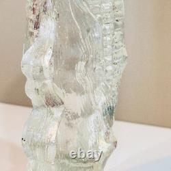 Antique Northwood Opalescent Glass Corn Cob Vase Clear White Blue Pressed Glass