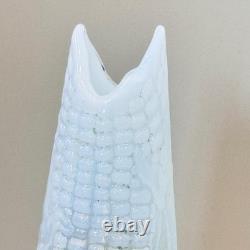 Antique Northwood Opalescent Glass Corn Cob Vase Clear White Blue Pressed Glass
