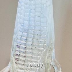 Antique Northwood Opalescent Glass Corn Cob Vase Clear White Blue Pressed Glass