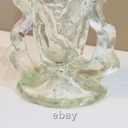 Antique Northwood Opalescent Glass Corn Cob Vase Clear White Blue Pressed Glass