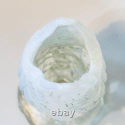 Antique Northwood Opalescent Glass Corn Cob Vase Clear White Blue Pressed Glass