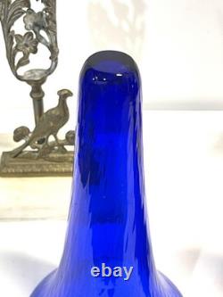 Antique Pair Cobalt Blue Glass Trumpet Vases