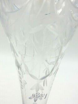 Antique Pairpoint F1057 9.75 Engraved Glass Cobalt Rim Waterford Pattern Vase