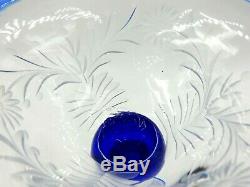 Antique Pairpoint F1057 9.75 Engraved Glass Cobalt Rim Waterford Pattern Vase