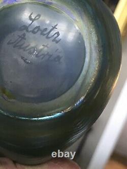 Antique RARE 1899 Blue Loetz Austria Signed Phanomen Pulled Feather Pinched Vase