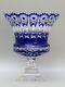 Antique Rare Bohemian/bohemia Crystal Hobstar Cut To Clear Cobalt Blue Vase