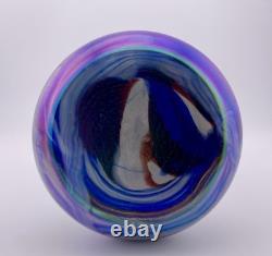 Antique Rindskopf Blue Pulled Feather Iridescent Art Glass Vase, Circa 1900
