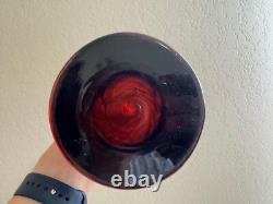 Antique Schneider France Art Deco Mottled Red Blue Glass Vase Signed 14.5