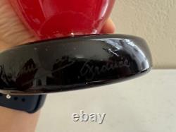 Antique Schneider France Art Deco Mottled Red Blue Glass Vase Signed 14.5