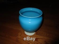 Antique Steuben Art Glass Blue Jade Alabaster Footed Vase Carder Era Rare 8.75