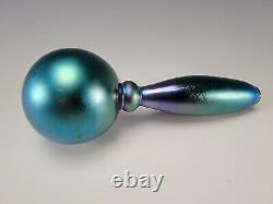 Antique Steuben Blue Aurene Iridescent Art Glass Sock Darner Whimsey