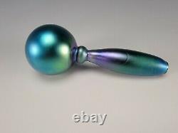 Antique Steuben Blue Aurene Iridescent Art Glass Sock Darner Whimsey