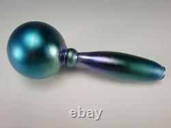 Antique Steuben Blue Aurene Iridescent Art Glass Sock Darner Whimsey