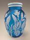 Antique Thomas Webb English Prussian Blue Carved Cameo Glass Vase c1875