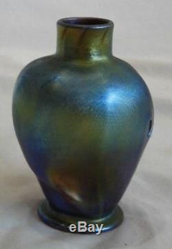 Antique Tiffany LCT Favrile Blue Gold Art Nouveau Style Vase