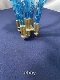 Antique Victorian Blue-ish Ruffled Glass Fluted Epergne Centerpiece Vase
