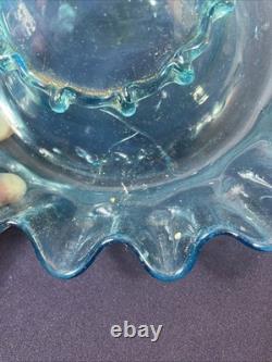Antique Victorian Blue-ish Ruffled Glass Fluted Epergne Centerpiece Vase