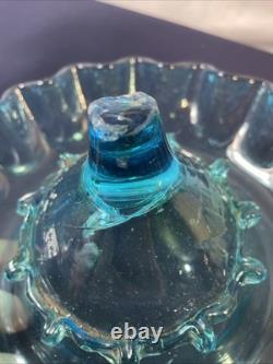 Antique Victorian Blue-ish Ruffled Glass Fluted Epergne Centerpiece Vase