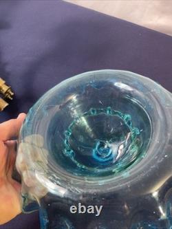 Antique Victorian Blue-ish Ruffled Glass Fluted Epergne Centerpiece Vase
