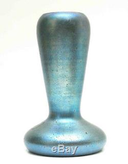 Antique Vintage Art Nouveau Blue Iridescent Aurene Glass Vase 6.25