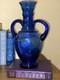 Antique Vtg Hand Blown Cobalt Blue Glass Vase With Applied Handles 12