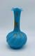 Antique ca. 1870 FRENCH BACCARAT BLUE OPALINE Twisted Glass Vase With Gold Gild