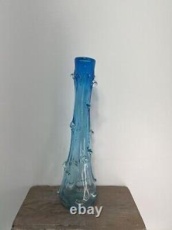Aqua Blue Hand Blown Pulled Art Glass Vase 18 fantastic teal turquoise ombre