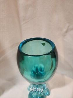 Archimede Seguso Murano Heavy Light Blue Vase Blown Glass Labled 1960s sticker