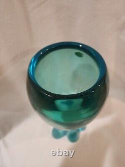 Archimede Seguso Murano Heavy Light Blue Vase Blown Glass Labled 1960s sticker