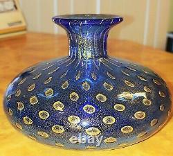 Archimede Seguso vase signed blue cobalt Spectacular