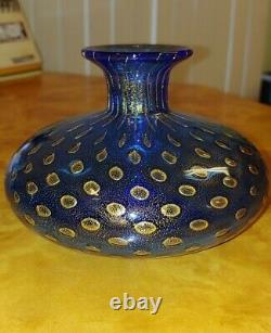 Archimede Seguso vase signed blue cobalt Spectacular