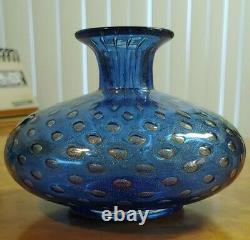 Archimede Seguso vase signed blue cobalt Spectacular