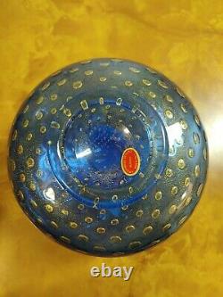 Archimede Seguso vase signed blue cobalt Spectacular